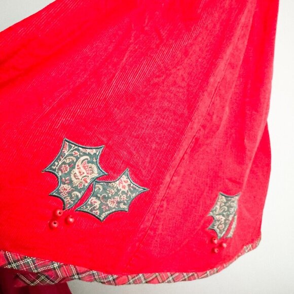 Susan Bristol Red Corduroy Patchwork Beaded Midi Skirt 8 - Picture 8 of 10